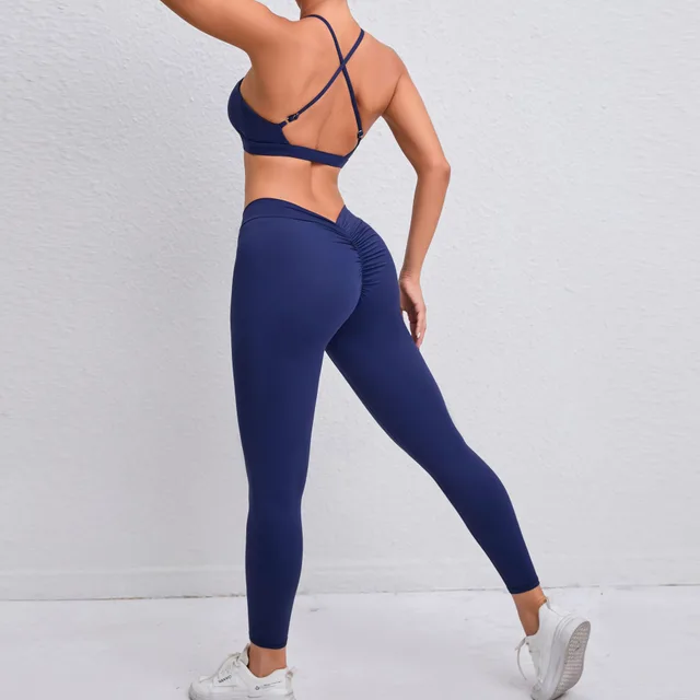 Women's Fashion Cross Sports Body hugging Suit Navy Blue - Shop at LoveMi