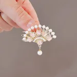 Elegant Pearl Antique Style Fan Hair Clip - National Fashion Fan