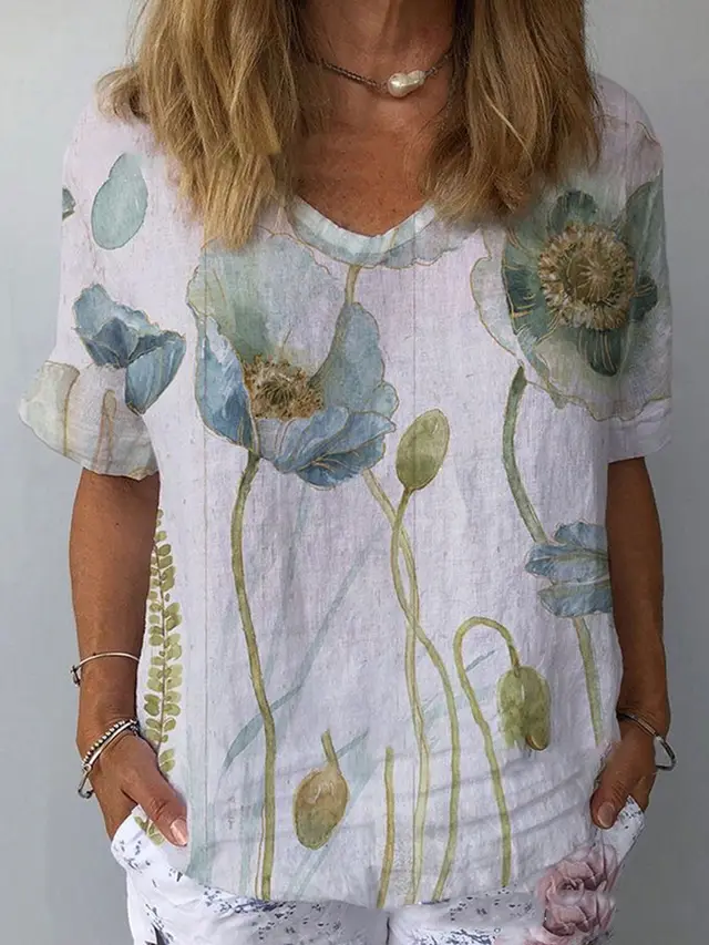 Women's American style Retro Short Sleeve T shirt F168Z539 - Shop at LoveMi