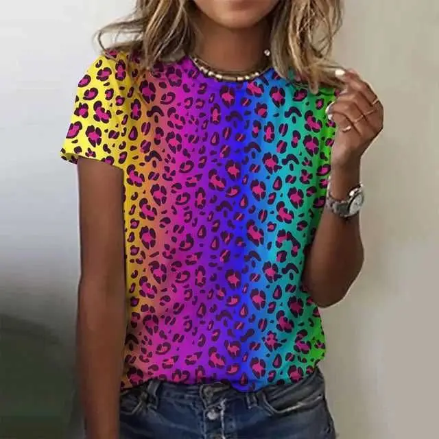 Fashion Leopard Print Casual Short Sleeve 3E5Z5Jm - Shop at LoveMi