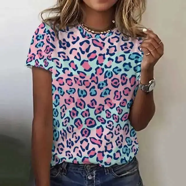 Fashion Leopard Print Casual Short Sleeve 3E5Z5Jn - Shop at LoveMi