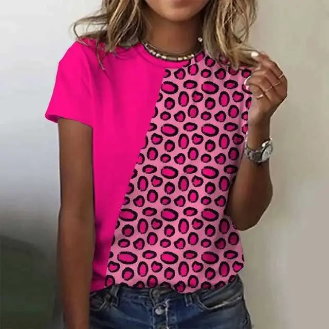 Fashion Leopard Print Casual Short Sleeve 3E5Z5Jo - Shop at LoveMi