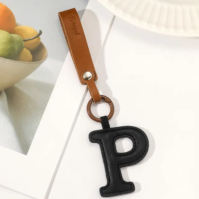 Fashion All Match 26 Full Letter Leather Key Chain Pendant Style P - Shop at LoveMi
