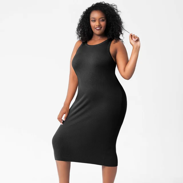 Women's Fashion Skinny Sheath Knitted Dress Black - Shop at LoveMi