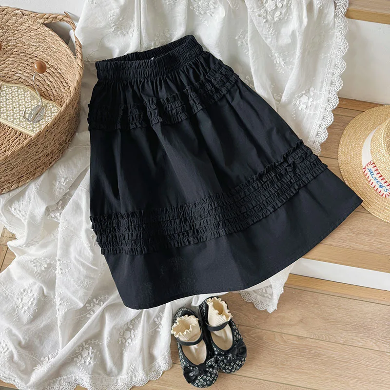 Girls Korean Retro Cotton Dress Fashion Black - Shop at LoveMi