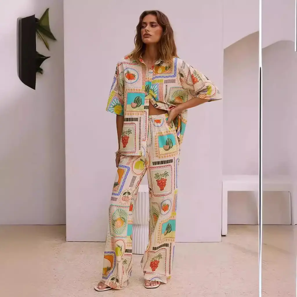 Blouse Collar Cardigan Short Sleeve Shirt Outfit - Color - View 1