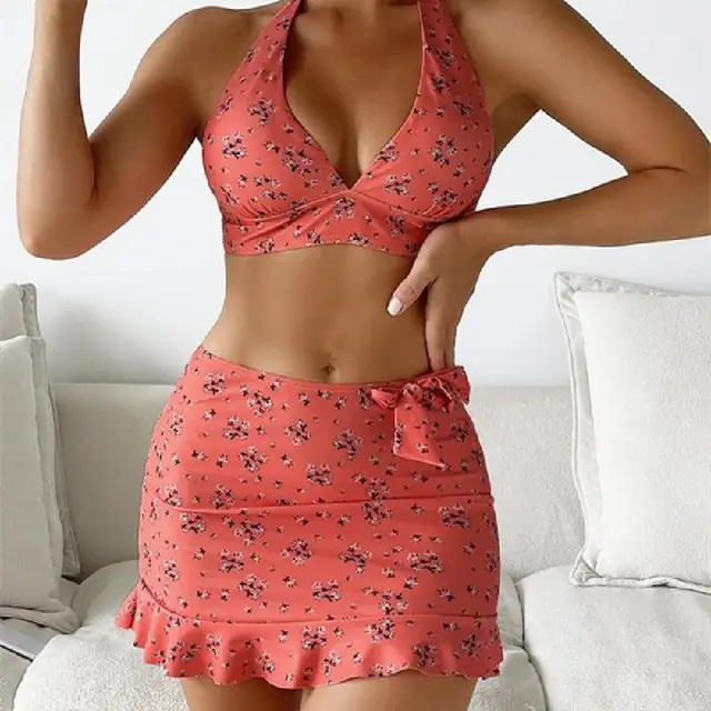 Multi color Printed Fashion Style Sexy Split Three piece Women's Swimsuit Inulin - Shop at LoveMi