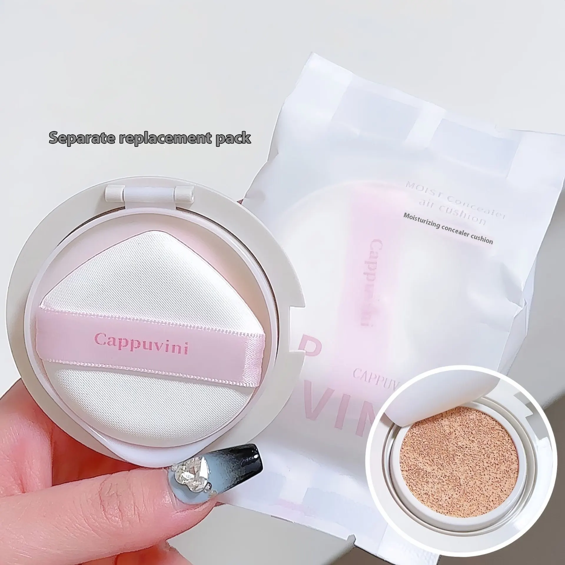 Cappuvini Moisturizing Concealer Makeup Air Cushion Concealer Matte Nude Color Makeup Girlish Style Student Domestic Goods - Refill Light Flesh Color - View 1