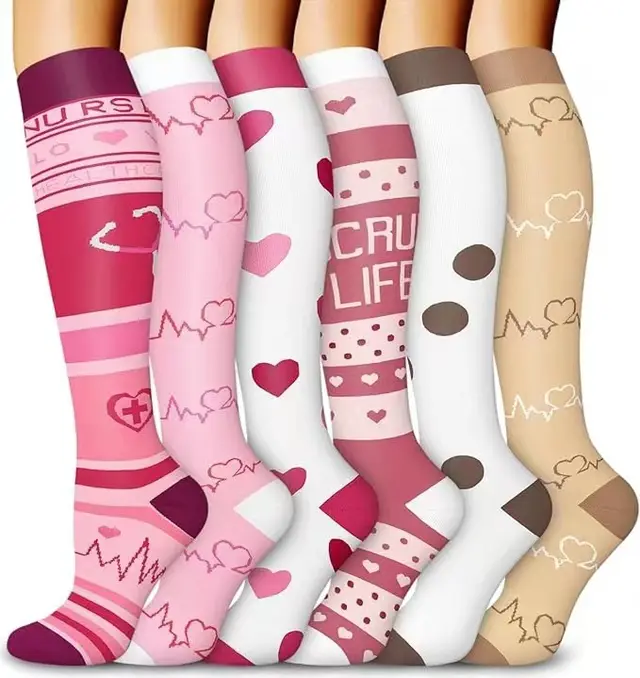 6 Pairs Combination Pattern Long Tube Sports Compression Stockings Combination 26 - Shop at LoveMi