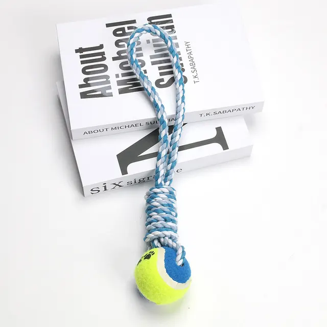 Vent Relieving Stuffy Wear resistant Medium Large Dog Cotton String Dog Toy Blue And White - Shop at LoveMi
