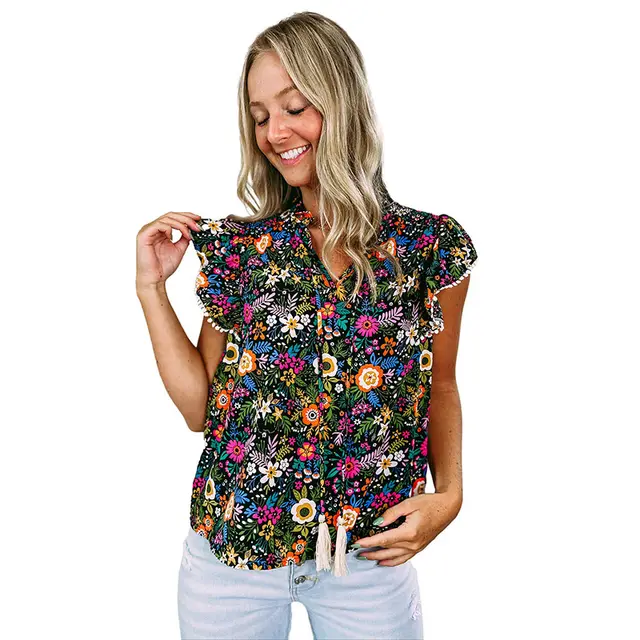 Women's Lace Chiffon Fashion Short Sleeve Lc25126518P220 - Shop at LoveMi