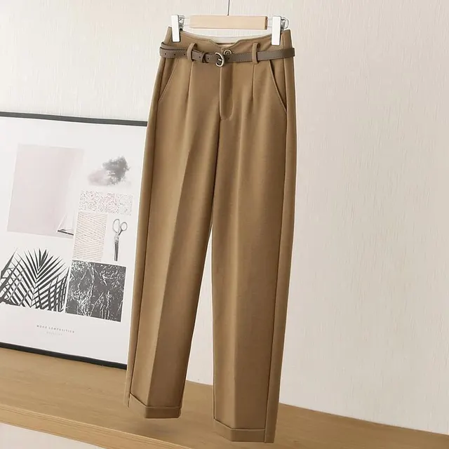 Female Slimming And Age Reducing High Waisted Casual Pants Coffee Color - Shop at LoveMi