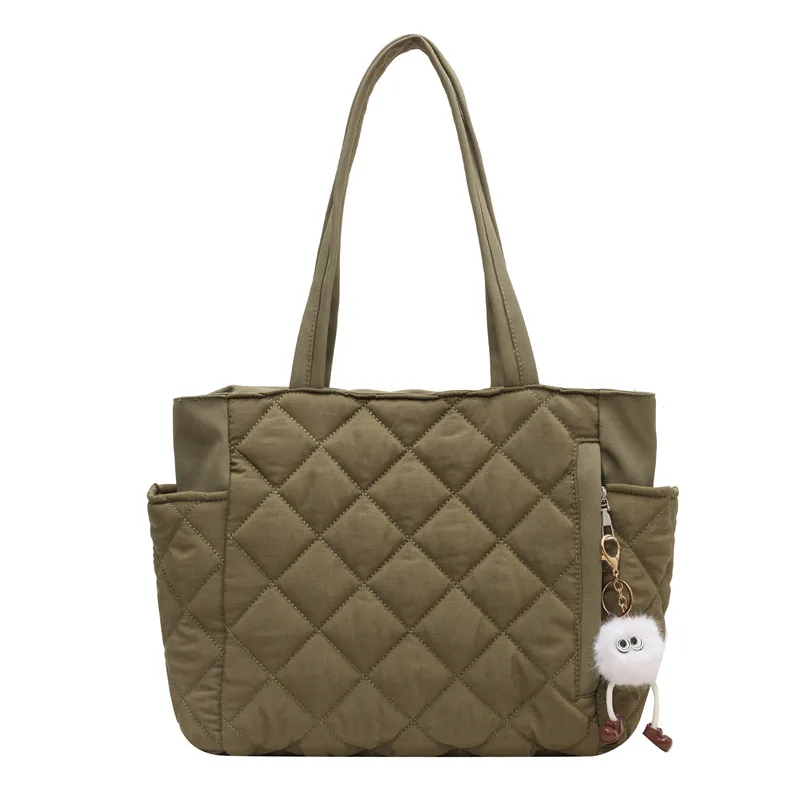 Large Capacity Rhombus Minority All match Commuter Tote Shoulder Bag Cross border Green - Shop at LoveMi
