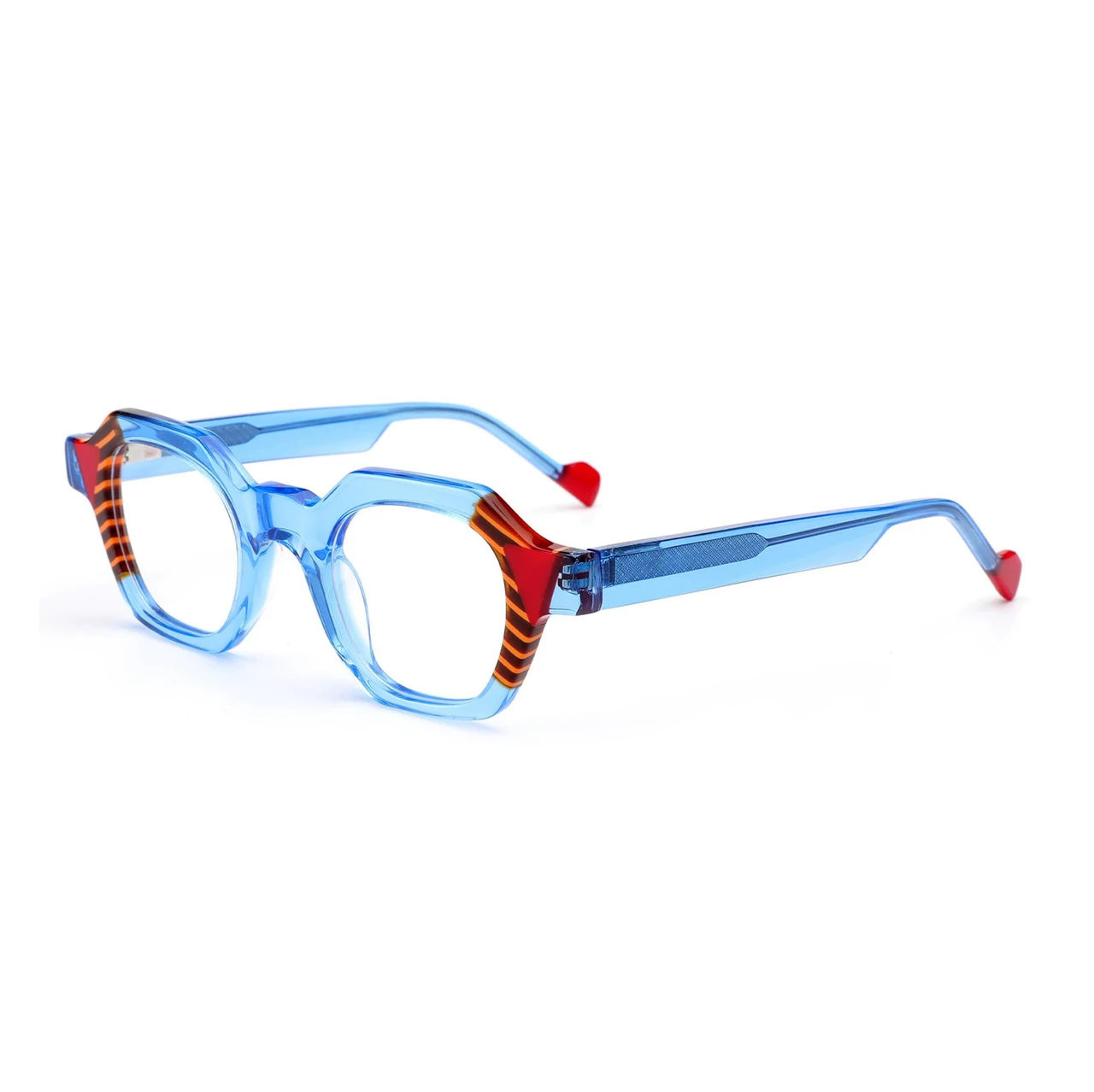 Optical Glasses Frame Multilateral Box Fashion Plain Glasses - C2 Transparent Blue