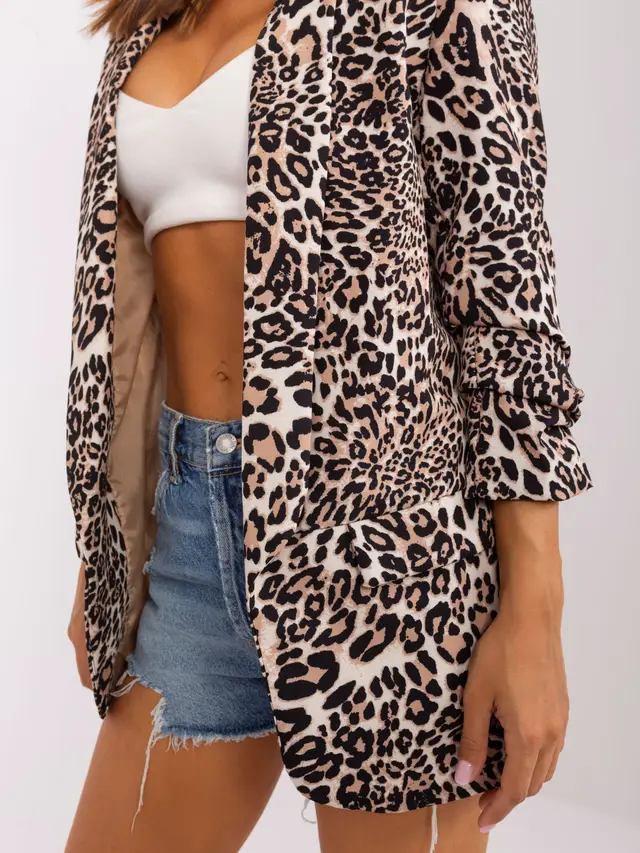 Suit Women's Slimming British Style Leopard Print Snake Print Long sleeved Jacket Loose Buckle free Elegant Business Suit Top Leopard Print - Shop at LoveMi