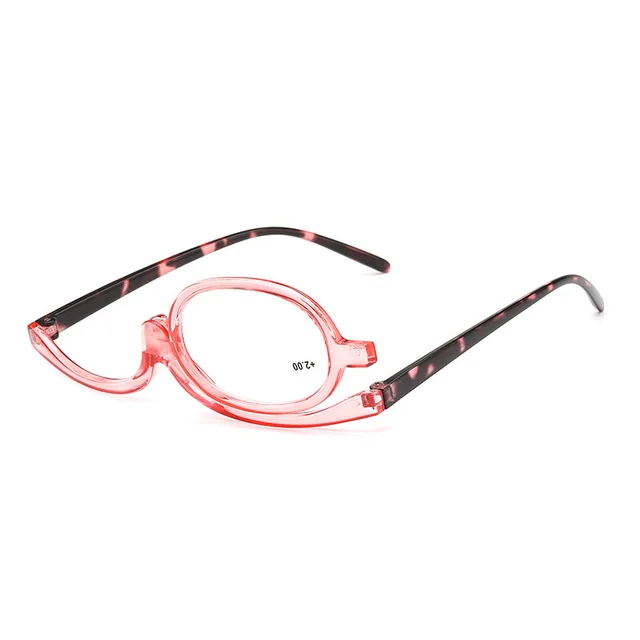 Makeup Presbyopic Glasses Single Piece 180 Degree Rotating Unilateral Glasses Pink Frame - Shop at LoveMi