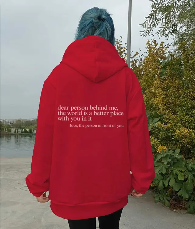 Every Thing Will Be Okay Creative Letter Hoody Female Casual Pocket Hoodie Fashion Loose Clothes Warm Comfortable Pullover Red - Shop at LoveMi