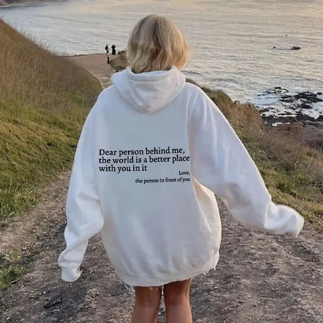 Every Thing Will Be Okay Creative Letter Hoody Female Casual Pocket Hoodie Fashion Loose Clothes Warm Comfortable Pullover White - Shop at LoveMi
