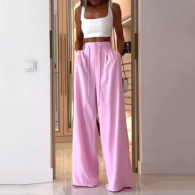Women's Suit Summer Fashion Casual Solid Colour Loose Trousers Two-piece Set