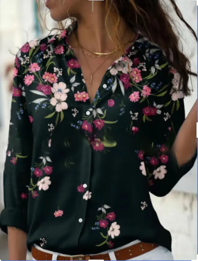 Women's Spring Long Sleeve Shirt Fashion Large Size Printed Top 29Style - Shop at LoveMi