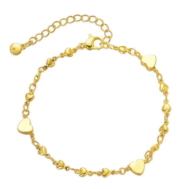 Copper Chain Sweet 18K Gold Plated Love Heart Accessories Bracelet Kb0032 - Shop at LoveMi