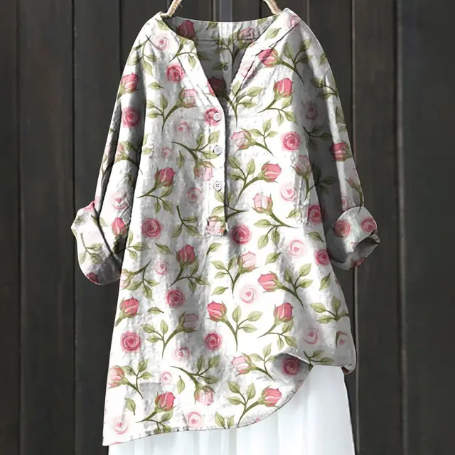 Long Sleeve Slub Linen Comfort Printing All matching Shirt Xl240533 Hcy07 - Shop at LoveMi