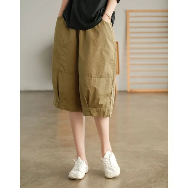 New Loose Slim Fit Women's Outer Shorts Khaki - Shop at LoveMi