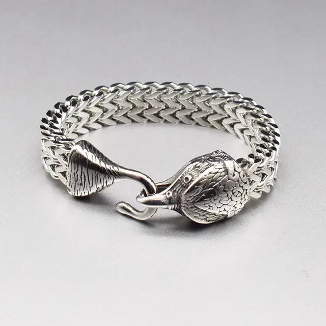 Men's Retro Punk Stainless Steel Bird Head Bracelet Steel - Shop at LoveMi