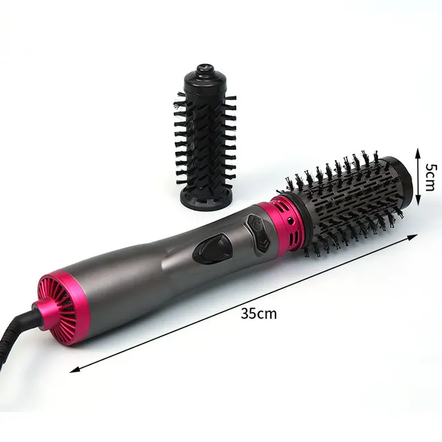 Electric Rotating Hair Curling Comb Two in one Constant Temperature Gray And Red American Standard - Shop at LoveMi