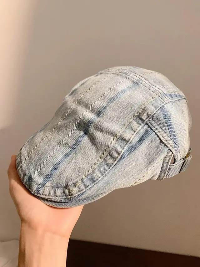 Washed Denim Advance Hats Women's Spring And Summer Dark Blue Line Light Blue - Shop at LoveMi