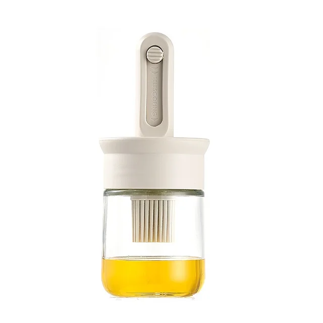 Kitchen High temperature Resistant Silicone Oil Brush Bottle Integrated White - Shop at LoveMi