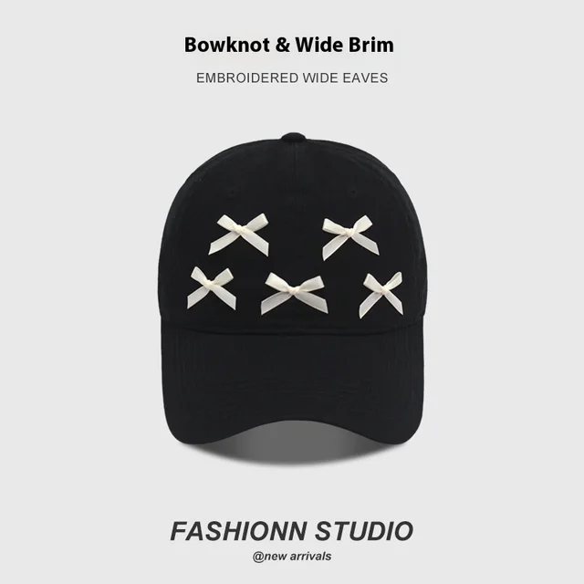 Bow Baseball Cap Female Sweet And Cute Black - Shop at LoveMi
