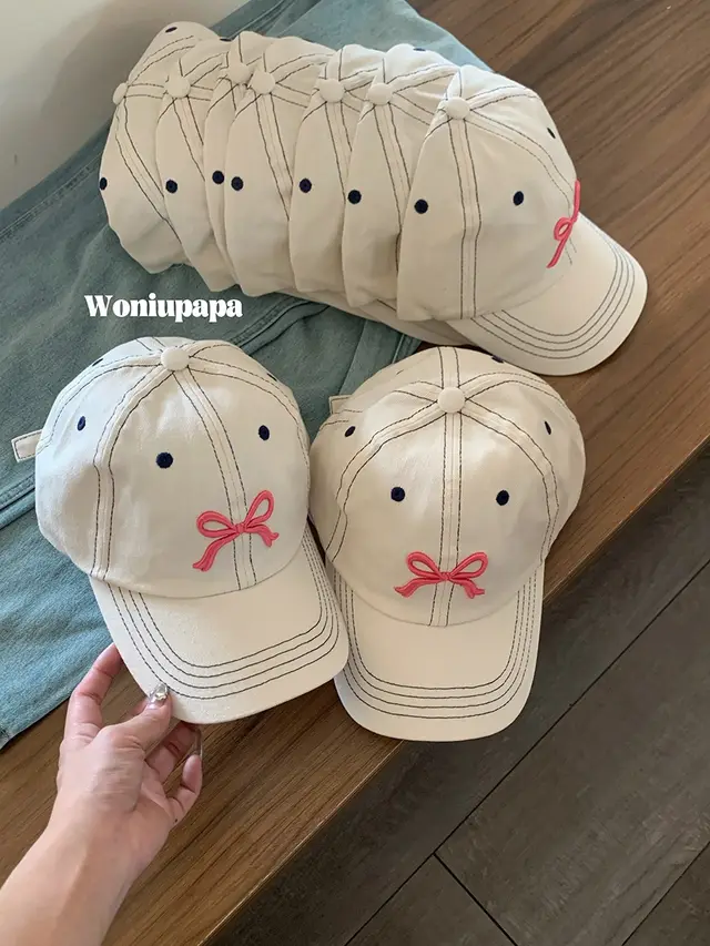 South Korea Ins Same Style Bow Baseball Cap Female Beige Color - Shop at LoveMi