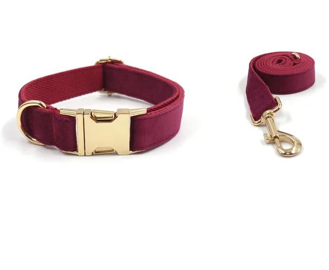 Soft Burgundy Velvet Pet Collar Dog Collar Collar - Shop at LoveMi