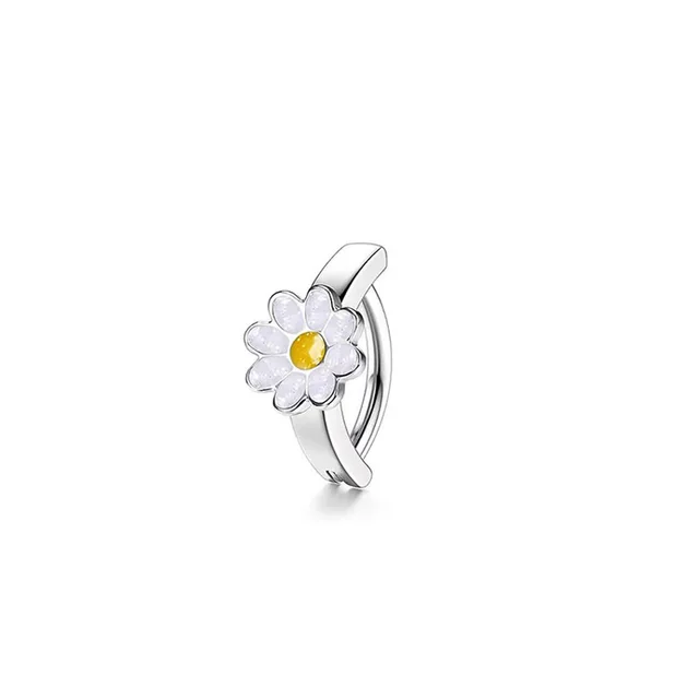 Stainless Steel Copper Inlaid Zircon Belly Ring Ornament White Flowers - Shop at LoveMi
