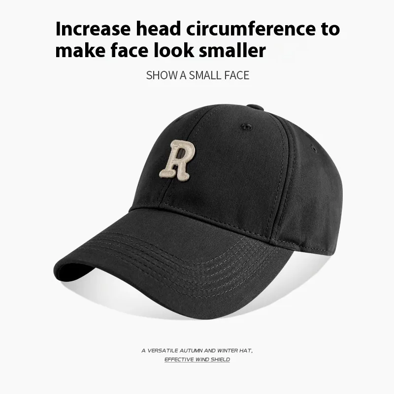 65cm Big Head Circumference Baseball Cap Female Face Little Wild - Black