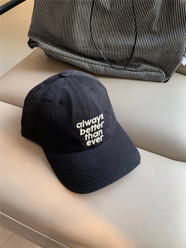 Lu Xi Korean Style Embroidered White Wide Brim Baseball Cap For Women Black - Shop at LoveMi