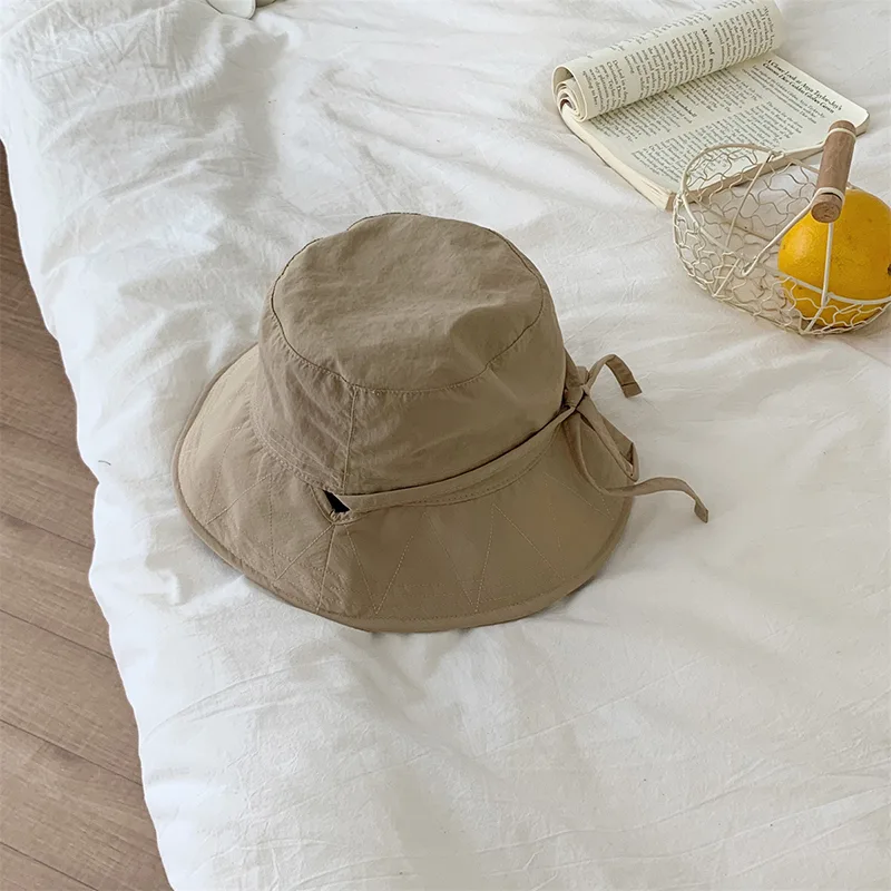 Japanese Drawstring Bucket Hat Women's Summer Thin Breathable Khaki - Shop at LoveMi