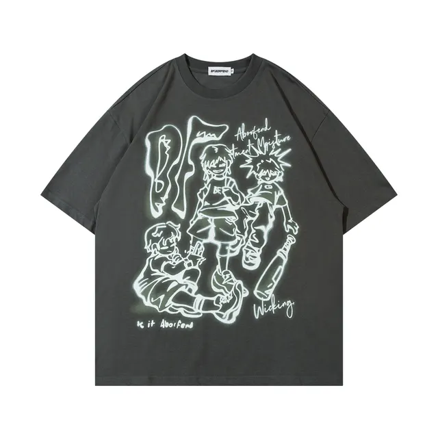 T shirt Men And Women Loose Fashion Brand Dark Gray - Shop at LoveMi
