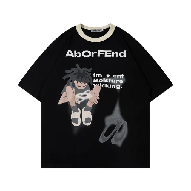 T shirt Men And Women Couple Loose Fashion Brand Black - Shop at LoveMi
