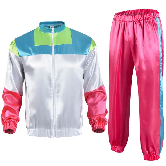Disco Sportswear Jacket And Pants Jogging Vintage Style Theme Party White Autumn Fragrance Style - Shop at LoveMi