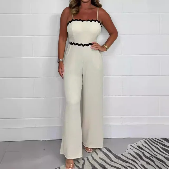 Fashion Pure Color Tube top Suspender Jumpsuit White - Shop at LoveMi