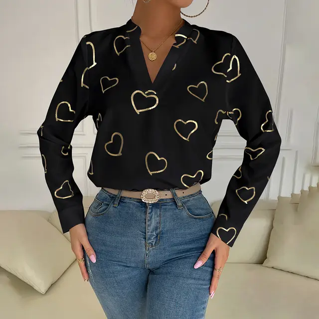 Women's Printed Shirt Temperament Commute Black - Shop at LoveMi