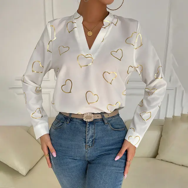 Women's Printed Shirt Temperament Commute White - Shop at LoveMi