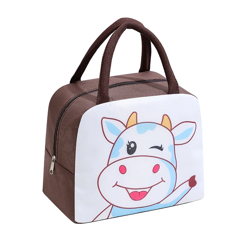 Lunch Box Handheld Lunch Bag Work Capacity Aluminum Foil Thickening Insulated Lunch Box Bag - A2 Coffee Cow