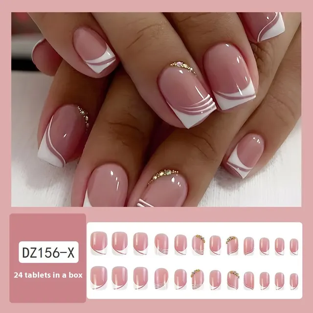 Simple French Wear Nail Short Pure Desire Pile Rhinestone Hiyin Jelly Glue Rub - Shop at LoveMi