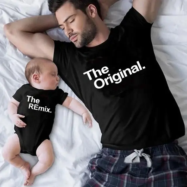 Black Round Neck Printed Parent child Short Sleeve Cotton Original Singing - Shop at LoveMi