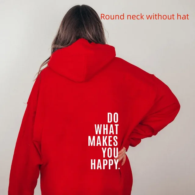 Do What Makes You Happy Sweatshirt Large Sweater Red And White Pattern - Shop at LoveMi