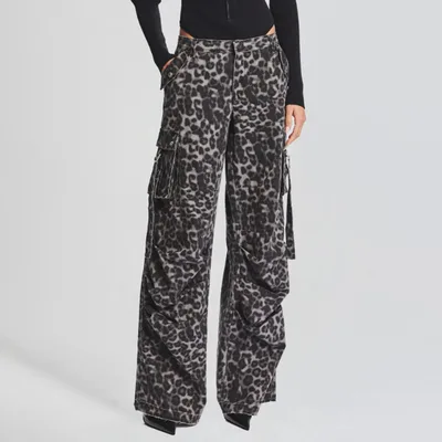 Fashion Work Clothes Denim Women's Casual Pants Leopard Print - Shop at LoveMi