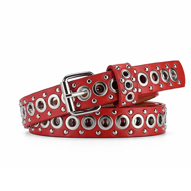 Fashion All match Air Hole Hollow Decoration Belt Red - Shop at LoveMi